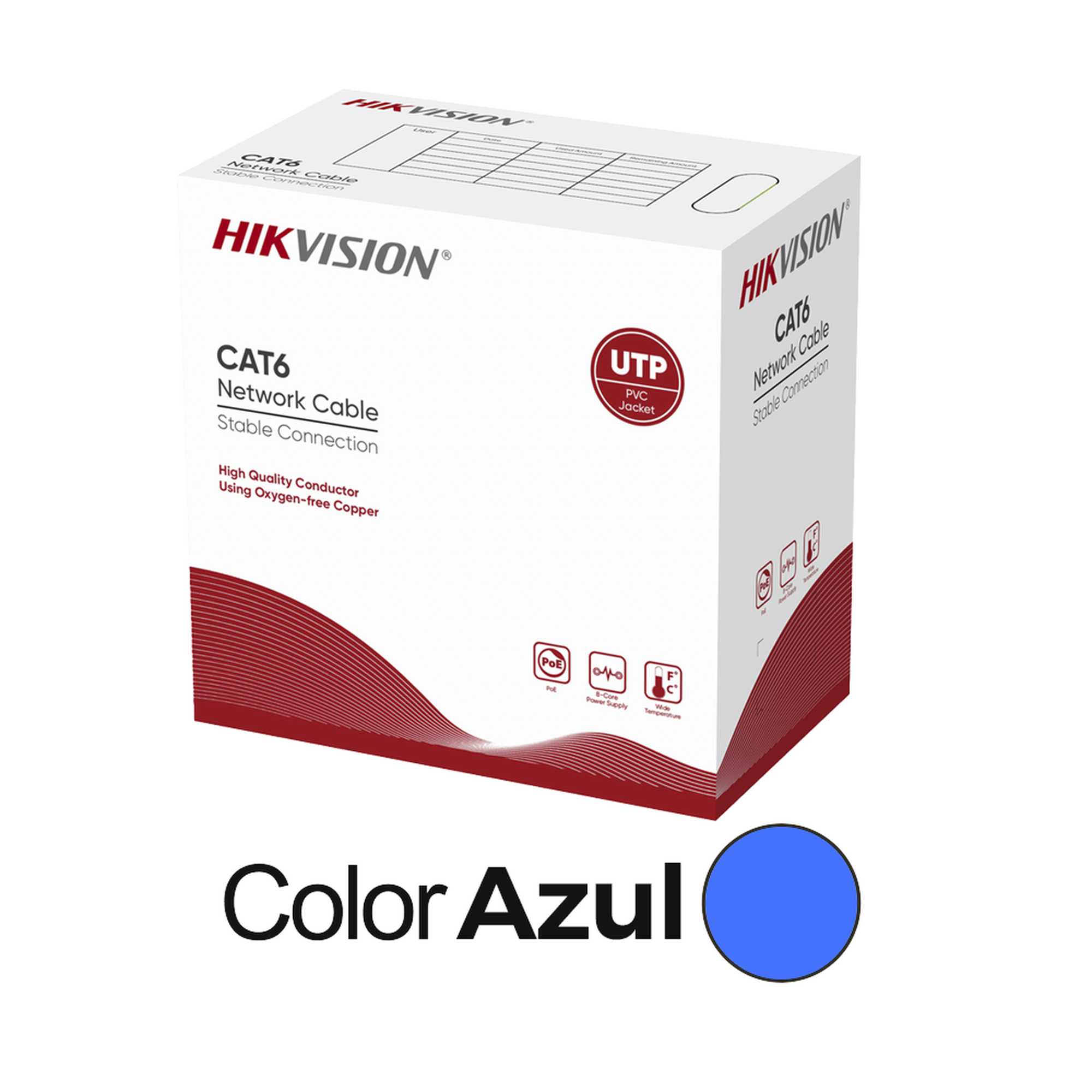 Bobina de Cable de 305 m (1000 ft) Cat 6 / 100% Cobre / Color Azul / Uso en Interior / PVC Bobina de Cable de 305 m (1000 ft) Cat 6 / 100% Cobre / Color Azul / Uso en Interior / PVC